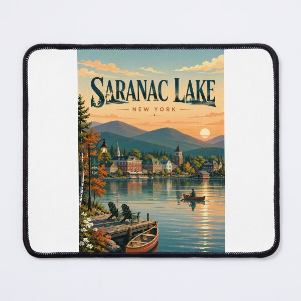 Item preview, Saranac Lake New York Adirondacks Waterfront Village at Sunset designed and sold by Aryabek.
