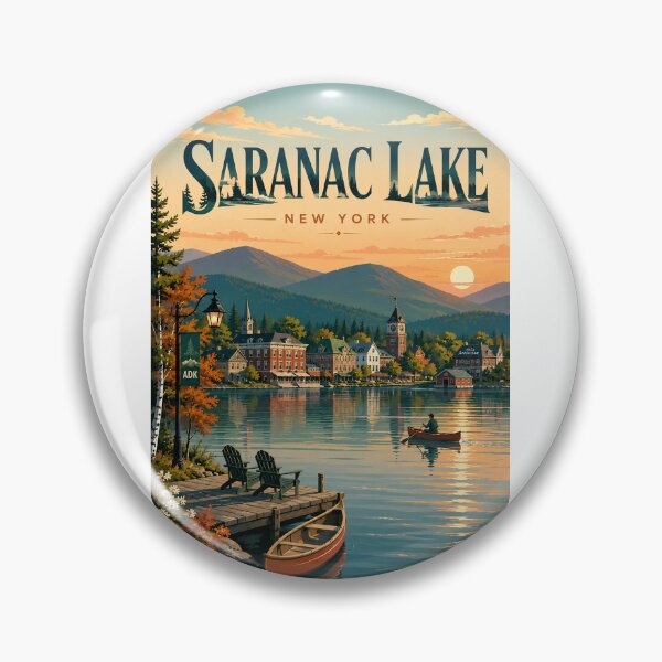 Item preview, Saranac Lake New York Adirondacks Waterfront Village at Sunset designed and sold by Aryabek.