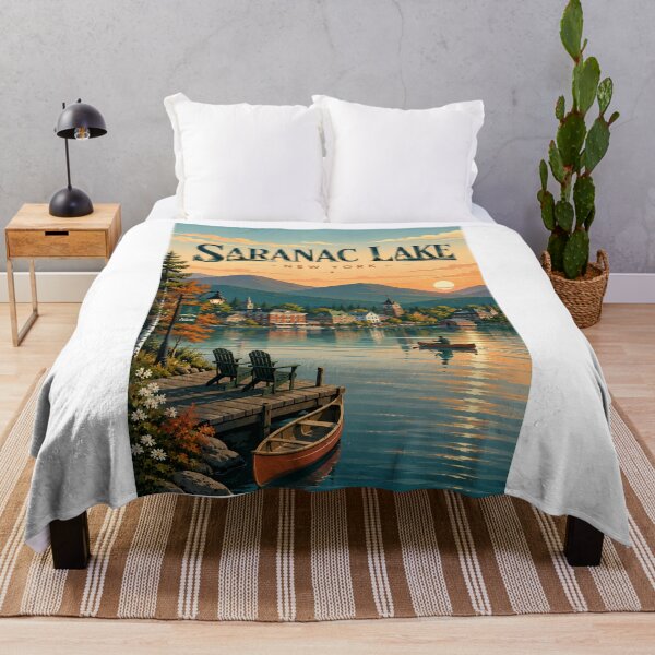 Item preview, Saranac Lake New York Adirondacks Waterfront Village at Sunset designed and sold by Aryabek.