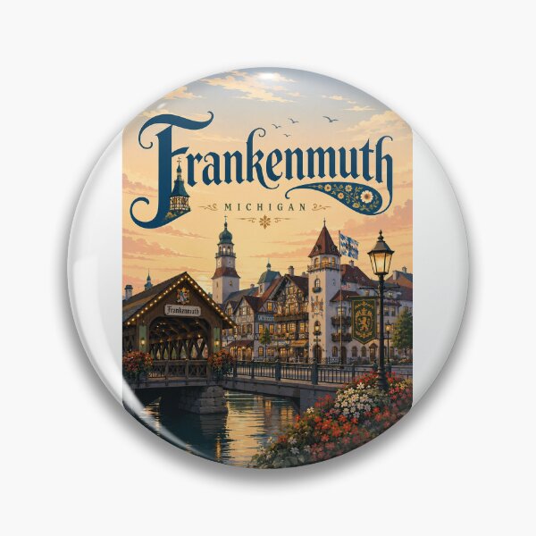 Item preview, Frankenmuth Michigan Bavarian Village Riverfront at Golden Hour designed and sold by Aryabek.
