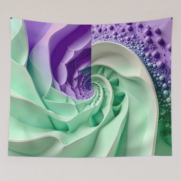 Item preview, Mint Green and Violet Geometric Spiral designed and sold by Vicky Brago-Mitchell®.