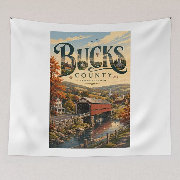 Item preview, Bucks County Pennsylvania Covered Bridge and Delaware Valley Countryside designed and sold by Aryabek.