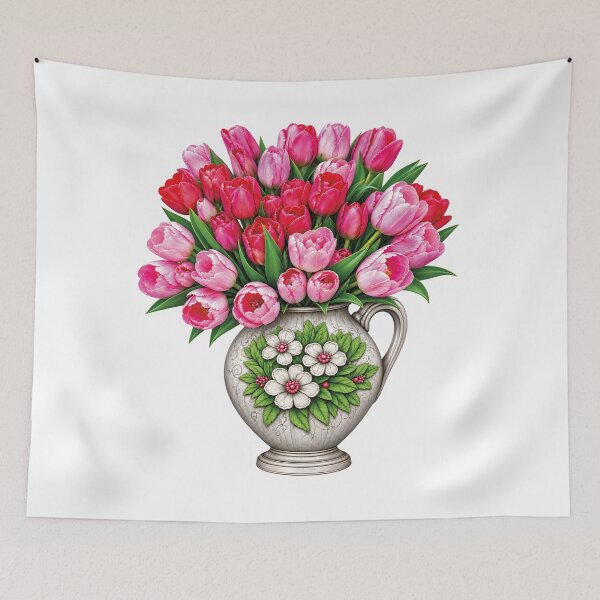 Item preview, Auténticos tulipanes gigantes en un precioso jarrón dibujado a lápiz. designed and sold by Giga Gorgeous Blooms.