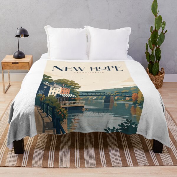 Item preview, New Hope Pennsylvania Delaware River Historic Town and Bridge designed and sold by Aryabek.