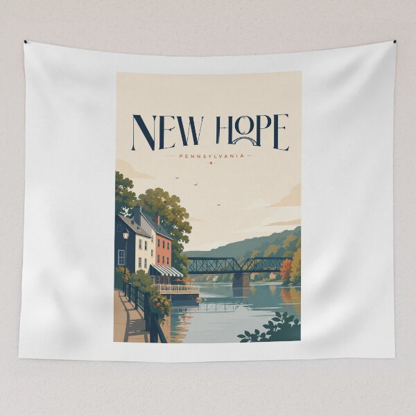 Item preview, New Hope Pennsylvania Delaware River Historic Town and Bridge designed and sold by Aryabek.