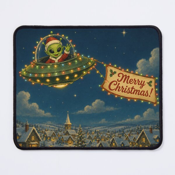 Item preview, Merry Christmas Alien in UFO designed and sold by Moviebuff91.