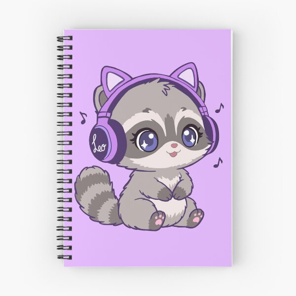 Item preview, Cute Raccoon with Purple Headphones - Kawaii Music Raccoon designed and sold by BunnySoftArt.