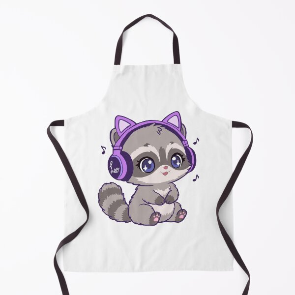 Item preview, Cute Raccoon with Purple Headphones - Kawaii Music Raccoon designed and sold by BunnySoftArt.