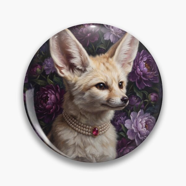 Item preview, Noble Fennec Fox with Pearl Ruby Necklace designed and sold by Real Beast Art.