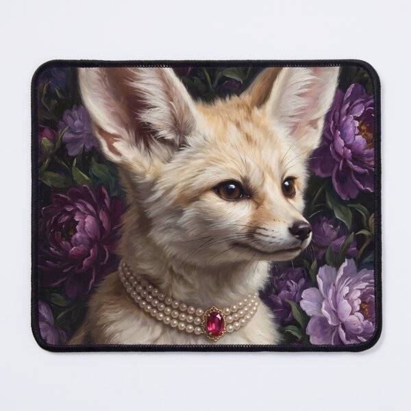 Item preview, Noble Fennec Fox with Pearl Ruby Necklace designed and sold by Real Beast Art.