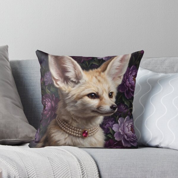Item preview, Noble Fennec Fox with Pearl Ruby Necklace designed and sold by Real Beast Art.