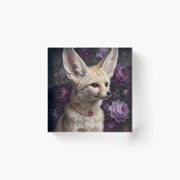Item preview, Noble Fennec Fox with Pearl Ruby Necklace designed and sold by Real Beast Art.