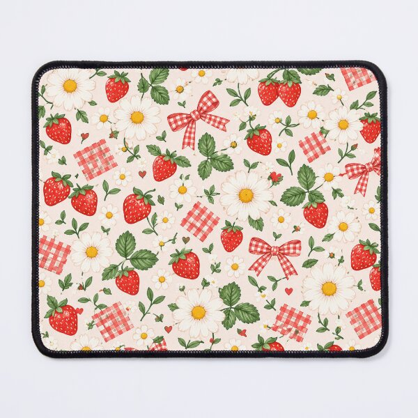Item preview, Tiny Strawberry Daisy Picnic Pattern – Cute Cottagecore Floral designed and sold by RJACreative.