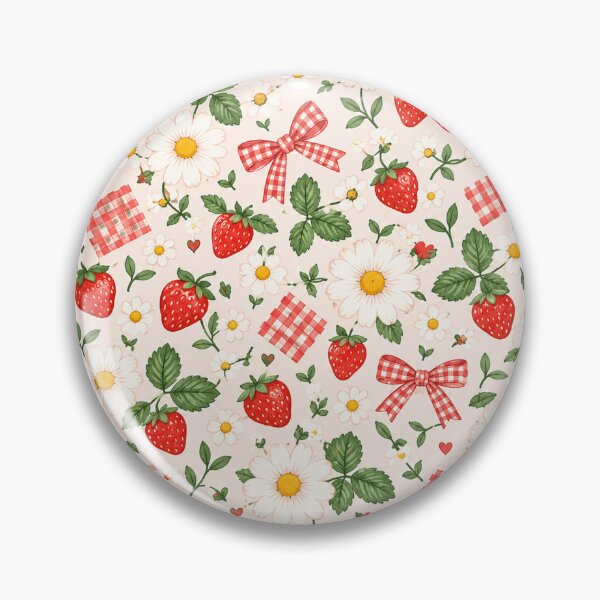 Item preview, Tiny Strawberry Daisy Picnic Pattern – Cute Cottagecore Floral designed and sold by RJACreative.