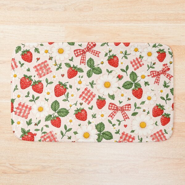 Item preview, Tiny Strawberry Daisy Picnic Pattern – Cute Cottagecore Floral designed and sold by RJACreative.