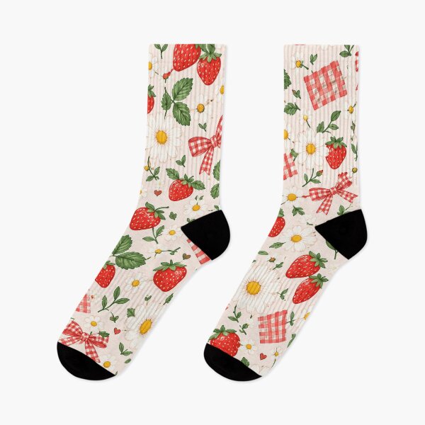 Item preview, Tiny Strawberry Daisy Picnic Pattern – Cute Cottagecore Floral designed and sold by RJACreative.