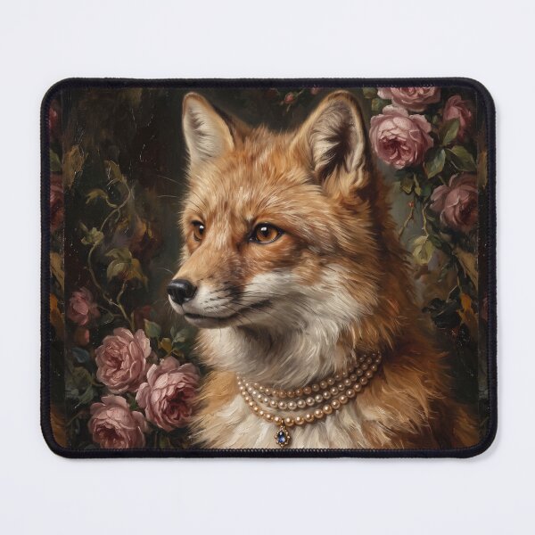 Item preview, Noble Red Fox with Sapphire Pearl Necklace designed and sold by Real Beast Art.
