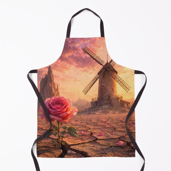 Item preview, Rose of the Forgotten Windmill – Surreal Desert Sunset designed and sold by DreamyWallVibes.