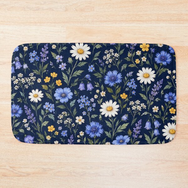 Item preview, Midnight Blue Wildflower Pattern – Dark Botanical Floral designed and sold by RJACreative.