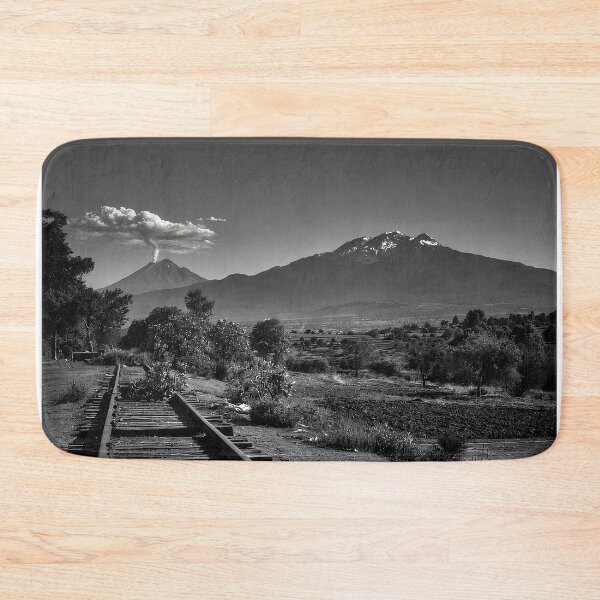 Item preview, Black and White Volcano Railway Landscape | Vintage Mountain Photography designed and sold by Extravanganzza.