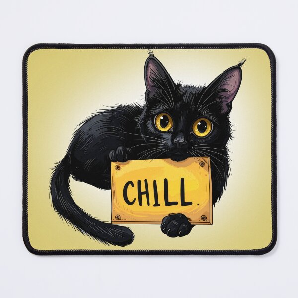 Item preview, Cute Fluffy Cat Chill Sign Design Yellow designed and sold by angel-cat-22.