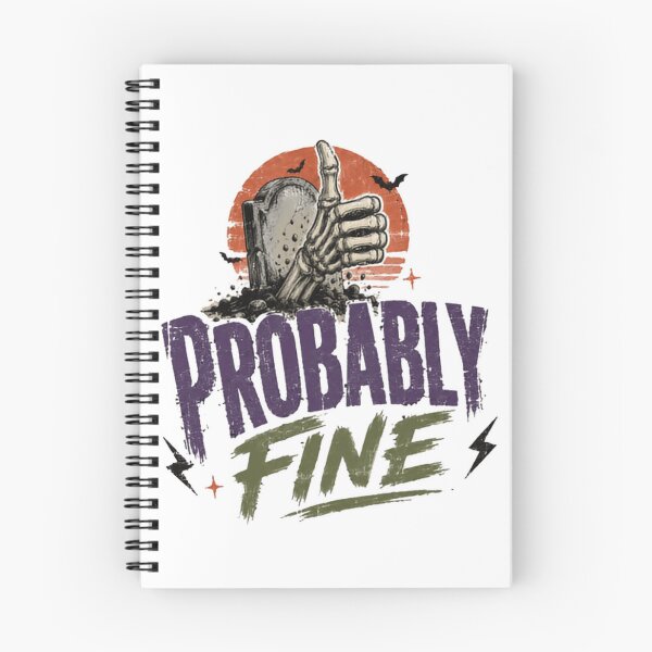 Item preview, Probably Fine Skeleton Hand Thumbs Up Dark Humor Halloween designed and sold by HumansStuck12.