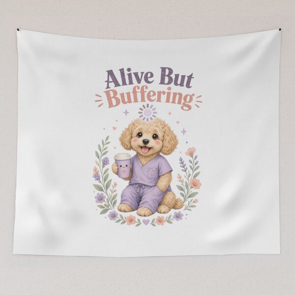 Item preview, Alive But Buffering | Funny Goldendoodle Nurse Shirt designed and sold by justsuestudio.