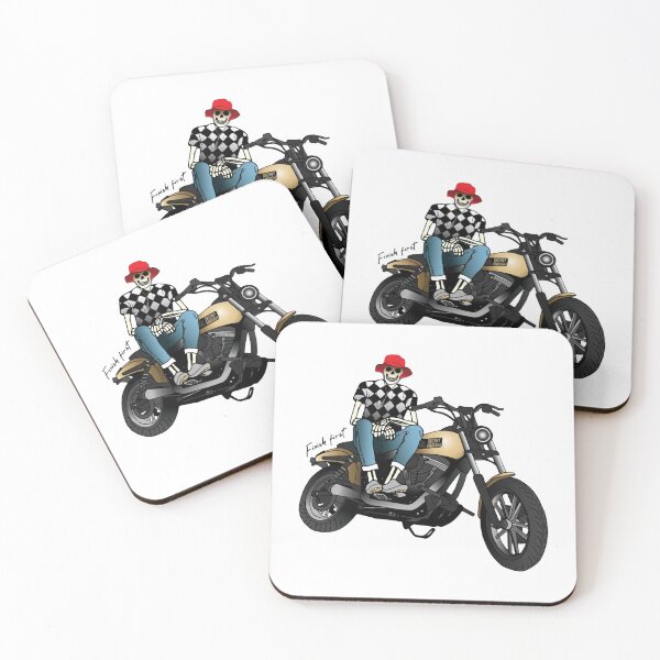 Item preview, Finish First Funny Monster Biker Extreme Motorcycle Art designed and sold by Sesignworxart.