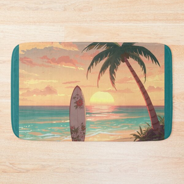 Item preview, Aesthetic Beach Sunset Surfboard and Palms designed and sold by MargaretPolanco.