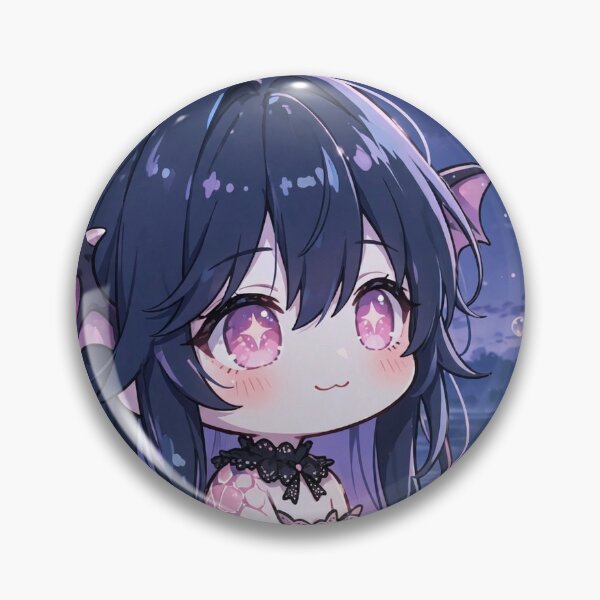 Item preview, Chibi Bat Girl in Moonlit Lotus Lake Pastel Goth Kawaii Anime designed and sold by Alcyone-Blue.