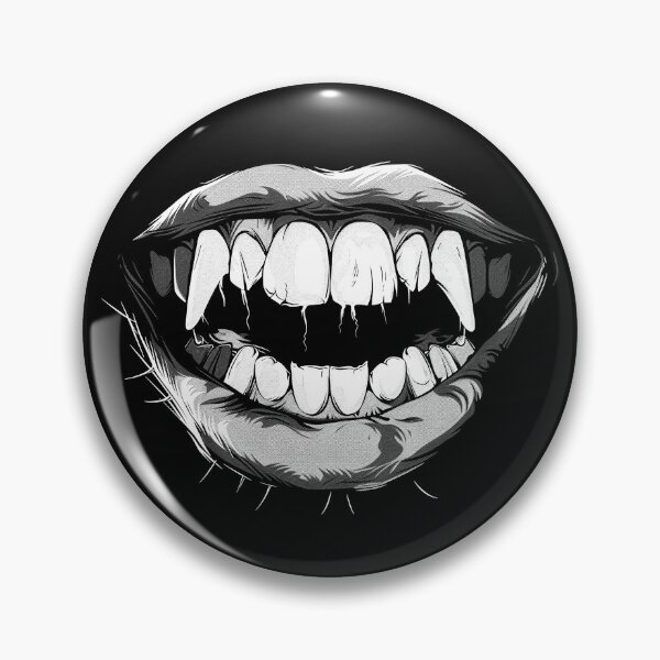 Item preview, Vampire Fangs Mouth Gothic Horror Teeth Black and White Art designed and sold by inkoutninja.