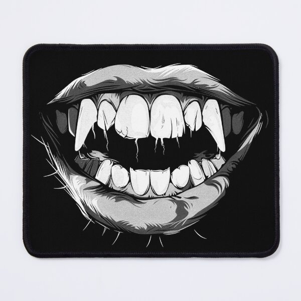 Item preview, Vampire Fangs Mouth Gothic Horror Teeth Black and White Art designed and sold by inkoutninja.