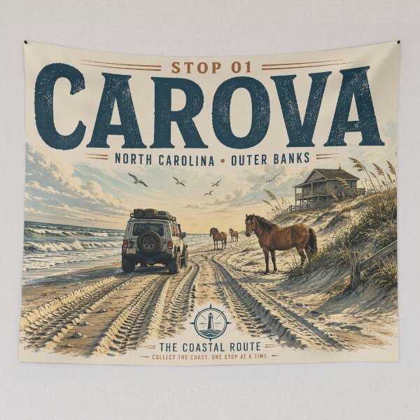 Item preview, Carova NC Wild Horses 4x4 Beach designed and sold by The Coastal Route.