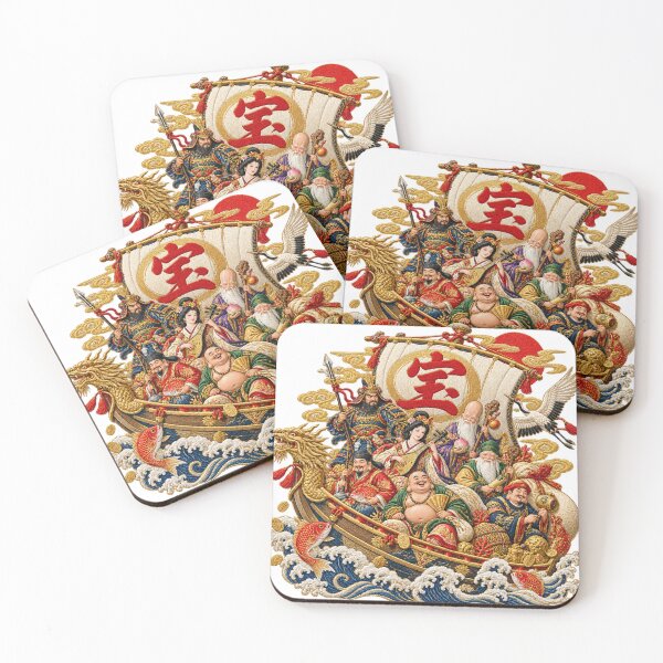 Item preview, Seven Lucky Gods Treasure Ship – Japanese Embroidery Art designed and sold by アミヤジャ.