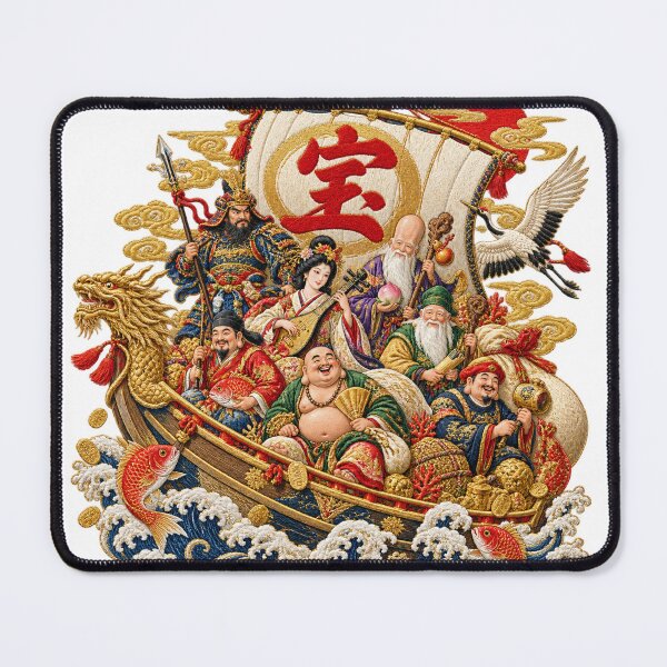 Item preview, Seven Lucky Gods Treasure Ship – Japanese Embroidery Art designed and sold by アミヤジャ.