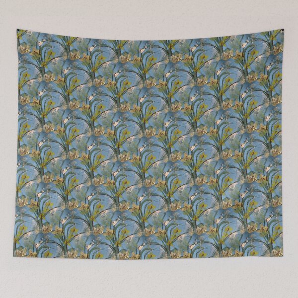 Item preview, Spring Painterly Floral Pattern in Blue and Yellow designed and sold by Artistestella.