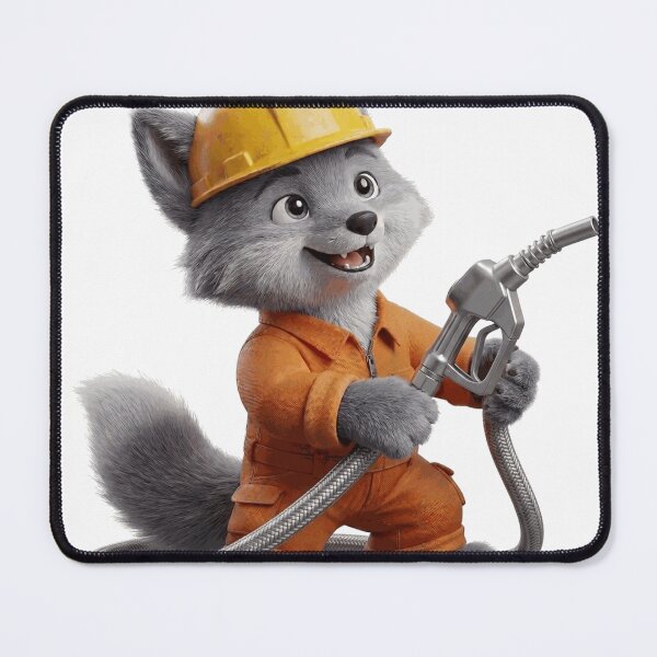 Item preview, Cute Fox Worker Holding Fuel Pump Nozzle designed and sold by TheVillarroel.