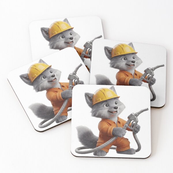 Item preview, Cute Fox Worker Holding Fuel Pump Nozzle designed and sold by TheVillarroel.