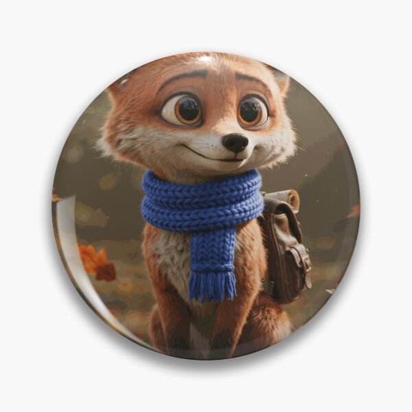 Item preview, Cute Autumn Fox with Blue Scarf in Forest designed and sold by TheVillarroel.