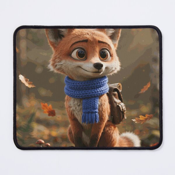 Item preview, Cute Autumn Fox with Blue Scarf in Forest designed and sold by TheVillarroel.