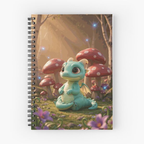 Item preview, Cute Green Dragon Among Giant Forest Mushrooms designed and sold by ArminKoestDE.