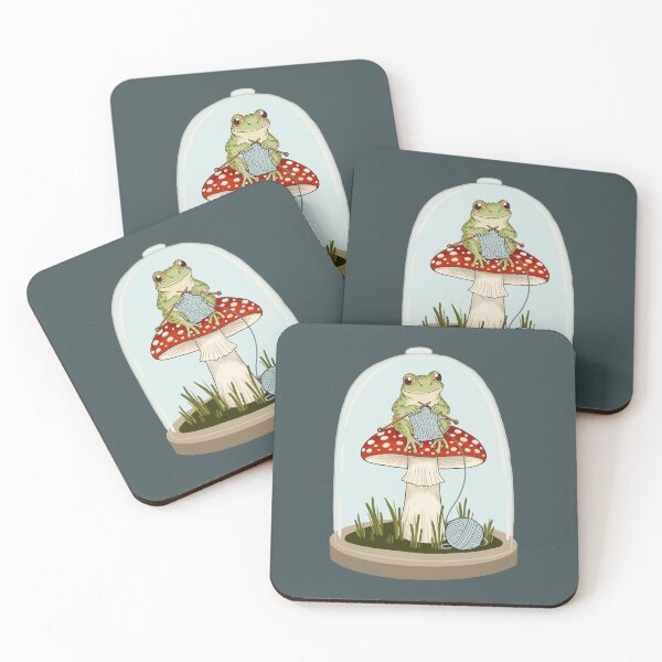 Item preview, Knitting Frog on Mushroom designed and sold by OHBOY! Handmade.