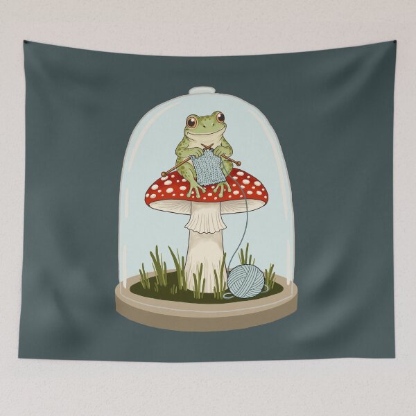 Item preview, Knitting Frog on Mushroom designed and sold by OHBOY! Handmade.