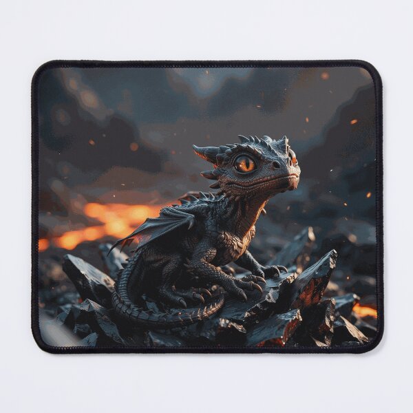 Item preview, Dark Baby Dragon in Volcanic Lava Landscape designed and sold by ArminKoestDE.