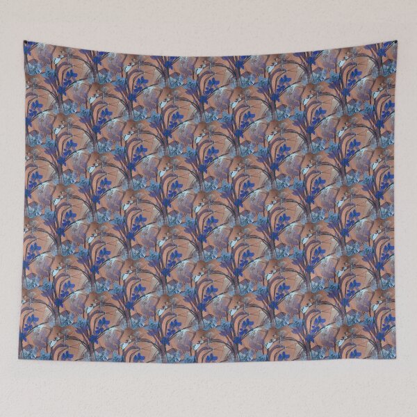 Item preview, Spring Painterly Floral Pattern in Orange and Blue designed and sold by Artistestella.