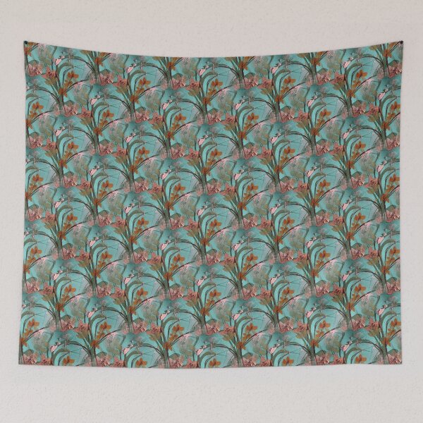 Item preview, Spring Painterly Floral Pattern in Aqua and Peach designed and sold by Artistestella.
