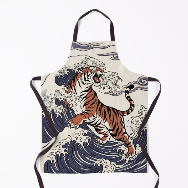 Item preview, Ukiyo E Tiger And Crashing Wave Woodblock Print designed and sold by The Mellonaire.