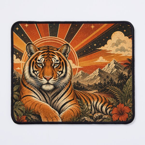 Item preview, Retro Tiger Mouse Pad Art designed and sold by Smoimi.