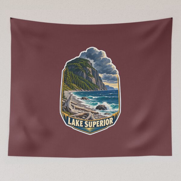 Item preview, Lake Superior Vintage Canadian Wilderness Great Lakes Prints designed and sold by PinUpPizzazz.