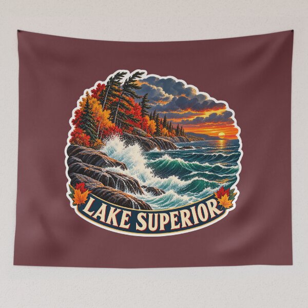 Item preview, Lake Superior Vintage Canadian Wilderness Great Lakes Prints designed and sold by PinUpPizzazz.